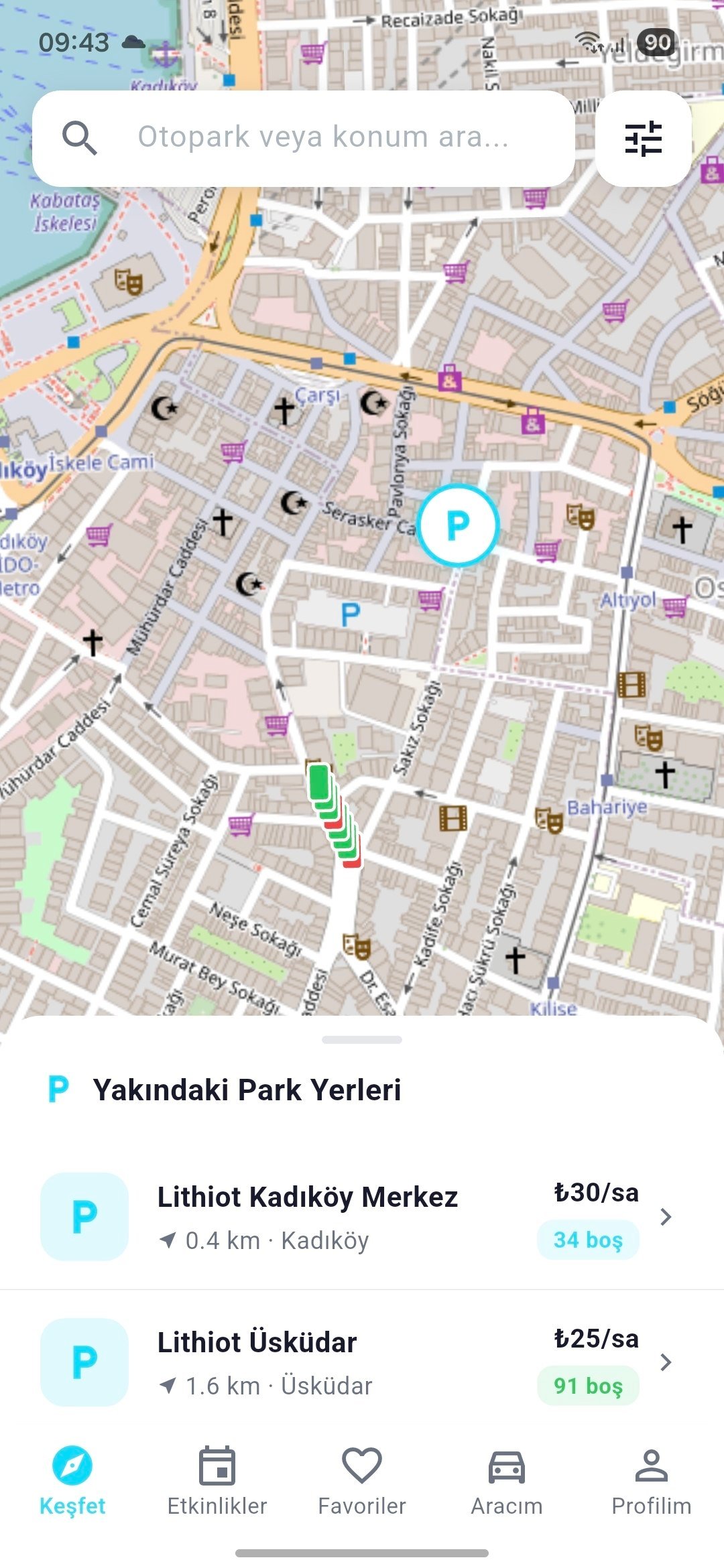 Lith sürücü uygulaması — boş park yerlerini harita üzerinde gör