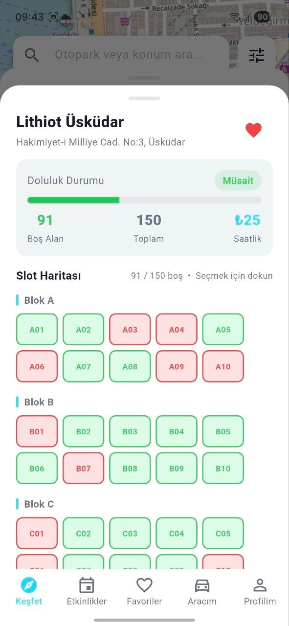 Lith sürücü uygulaması — slot seçimi ve rezervasyon